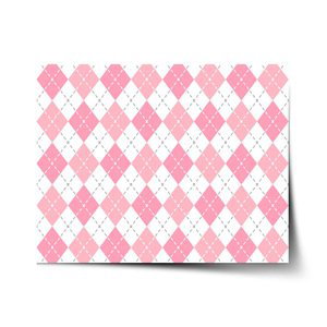 Plakát Růžové a bílé kosočtverečky - 60x40 cm
