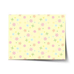 Plakát Hvězdy, květy a puntíky - 60x40 cm