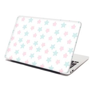 Samolepka na notebook Růžové a modré hvězdy - 38x26 cm