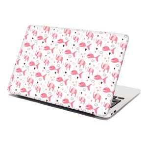 Samolepka na notebook Růžové rybky a sloni - 29x20 cm