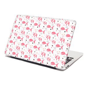 Samolepka na notebook Růžové rybky a sloni - 38x26 cm