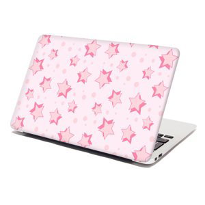 Samolepka na notebook Růžové hvězdy - 29x20 cm