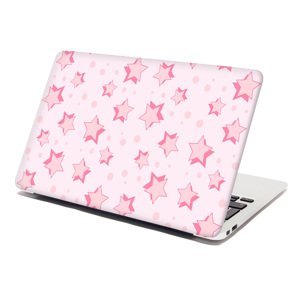 Samolepka na notebook Růžové hvězdy - 38x26 cm