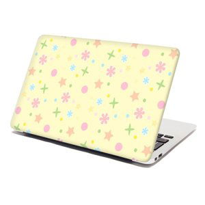 Samolepka na notebook Hvězdy, květy a puntíky - 29x20 cm