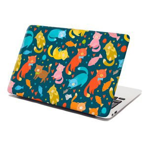 Samolepka na notebook Kočky s rybkami - 29x20 cm