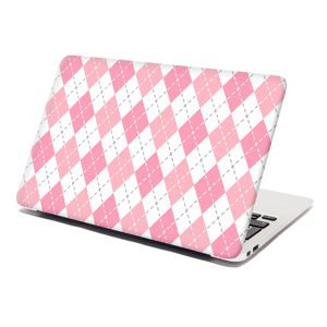 Samolepka na notebook Růžové a bílé kosočtverečky - 29x20 cm