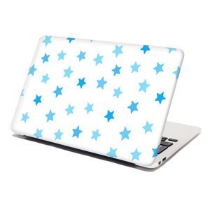 Samolepka na notebook Modré hvězdy na bílé - 29x20 cm