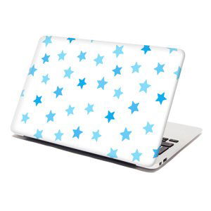 Samolepka na notebook Modré hvězdy na bílé - 38x26 cm