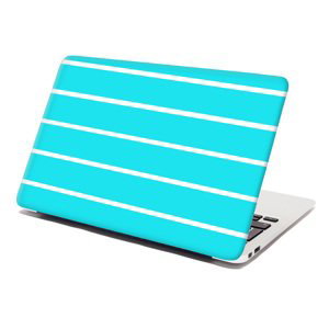 Samolepka na notebook Bílé pruhy na modré - 29x20 cm