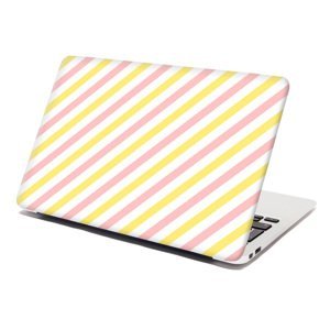 Samolepka na notebook Růžové a žluté pruhy - 38x26 cm