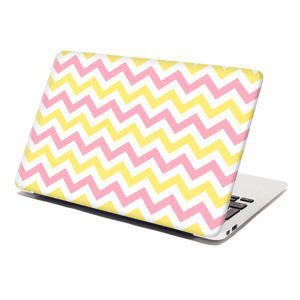 Samolepka na notebook Růžové a žluté klikyháky - 38x26 cm