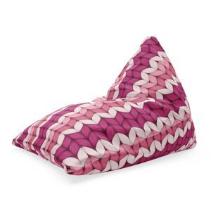 Sedací vak Triangl Střídajíci růžové pletení: 120 x 100 x 100 cm