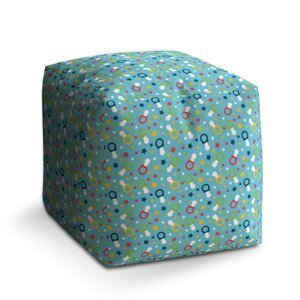Taburet Cube Dudlíky a hvězdy: 40x40x40 cm