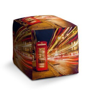 Taburet Cube Noční Londýn: 40x40x40 cm