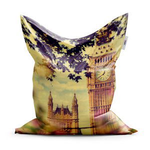 Sedací vak Classic Londýn Big Ben Flowers - 200x140 cm