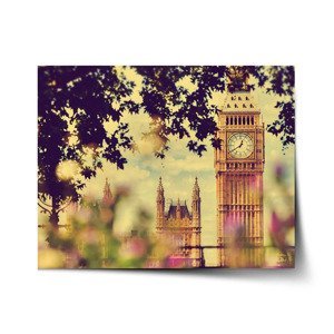 Plakát Londýn Big Ben Flowers - 120x80 cm