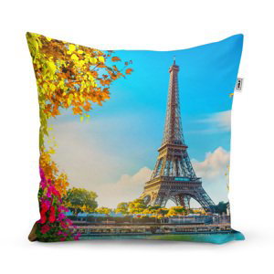 Polštář Paříž Eifellova věž Flowers - 50x50 cm