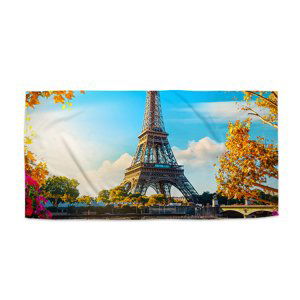 Ručník Paříž Eifellova věž Flowers - 50x100 cm