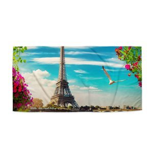 Ručník Paříž Eifellova věž Mraky - 50x100 cm