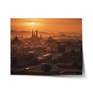 Plakát Barcelona Night Skyline - 120x80 cm
