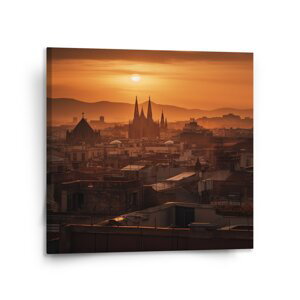 Obraz Barcelona Night Skyline - 110x110 cm
