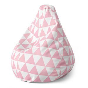 Sedací vak Pear Růžové a bílé trojúhelníky - 70 x 70 x 95 cm