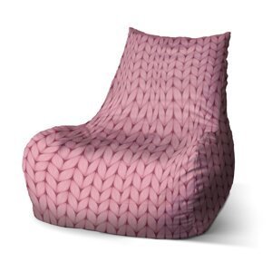 Sedací vak Bean Růžové pletení z vlny - 60 x 70 x 70 cm