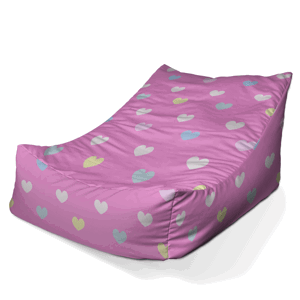 Sedací vak Lounge Srdce na růžové - 80 x 95 x 50 cm