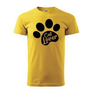 Tričko s potiskem Cat lover - žluté 2XL