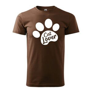 Tričko s potiskem Cat lover - hnědé S