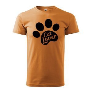 Tričko s potiskem Cat lover - oranžové XL