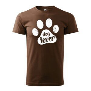 Tričko s potiskem Dog lover - hnědé XL