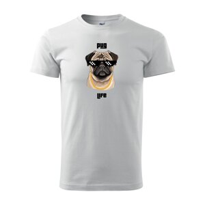 Tričko s potiskem Pug life - bílé 2XL