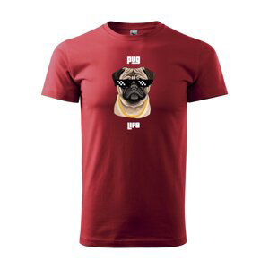 Tričko s potiskem Pug life - červené M