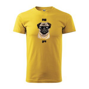 Tričko s potiskem Pug life - žluté L