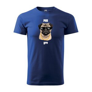 Tričko s potiskem Pug life - modré M