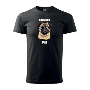 Tričko s potiskem Gangsta pug - černé S