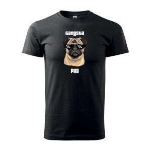 Tričko s potiskem Gangsta pug - černé M