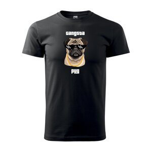 Tričko s potiskem Gangsta pug - černé XL