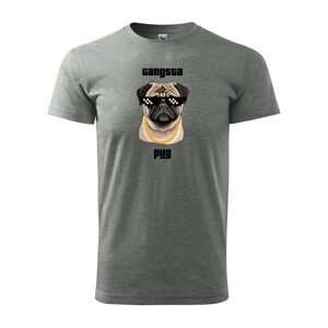 Tričko s potiskem Gangsta pug - šedé M