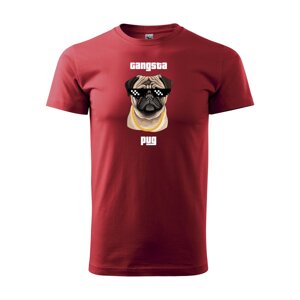 Tričko s potiskem Gangsta pug - červené 2XL