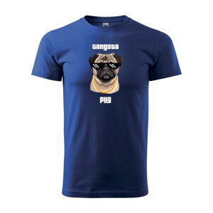 Tričko s potiskem Gangsta pug - modré L