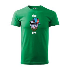 Tričko s potiskem Dog life - zelené M