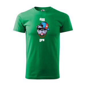 Tričko s potiskem Dog life - zelené XL