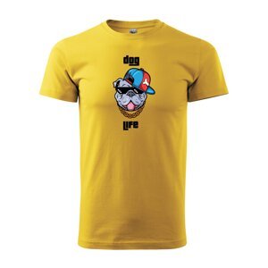 Tričko s potiskem Dog life - žluté 2XL