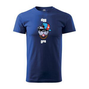Tričko s potiskem Dog life - modré XL