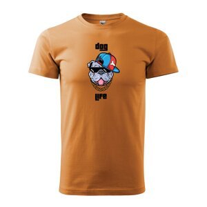 Tričko s potiskem Dog life - oranžové XL