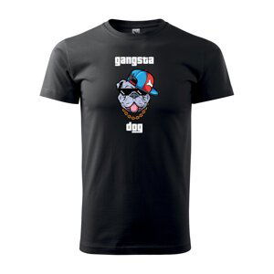 Tričko s potiskem Gangsta dog - černé 2XL