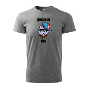 Tričko s potiskem Gangsta dog - šedé 2XL