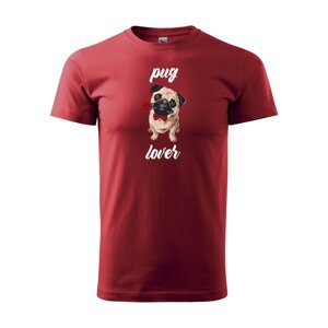 Tričko s potiskem Pug lover - červené S